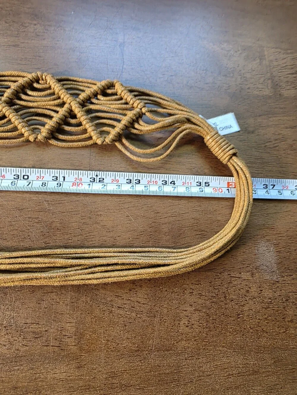 Boho Macramé Woven Tie Belt Tan Fringed Tassel Plus Size XXL